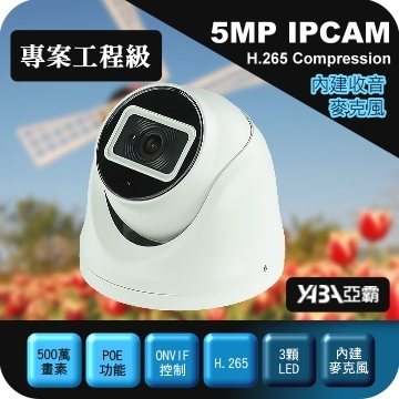 監視器材500萬H.265 有聲 紅外線 半球型 防水網路攝影機 IPCAM