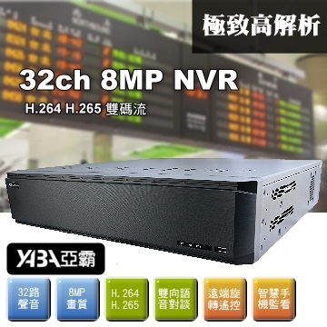 監視器材(NVR-DH3332)32路32音800萬畫素 NVR 多工網路型影音數位錄放影機