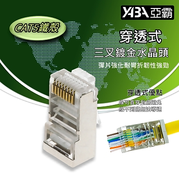 監視器材穿透式CAT5E網路線RJ45鐵殼水晶頭(WR-RJ45CAT5ST)