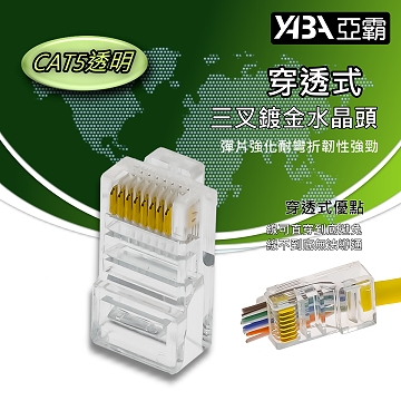 監視器材穿透式CAT5E網路線RJ45透明水晶頭(WR-RJ45CAT5UT)